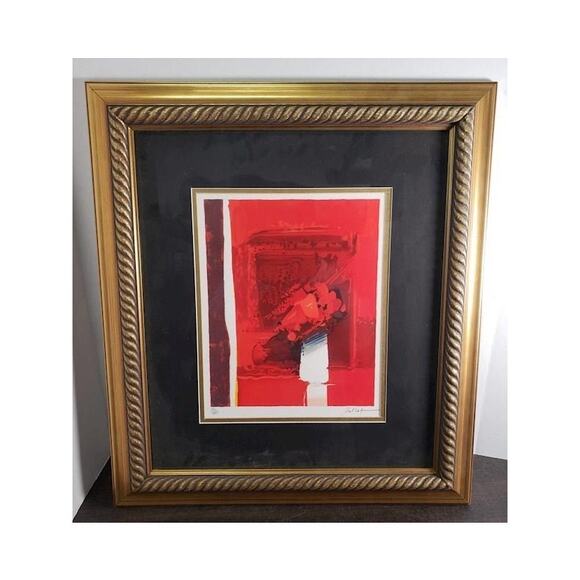 Emile Bellet Signed LE Lithograph 32/450 Framed 23x21 Abstract